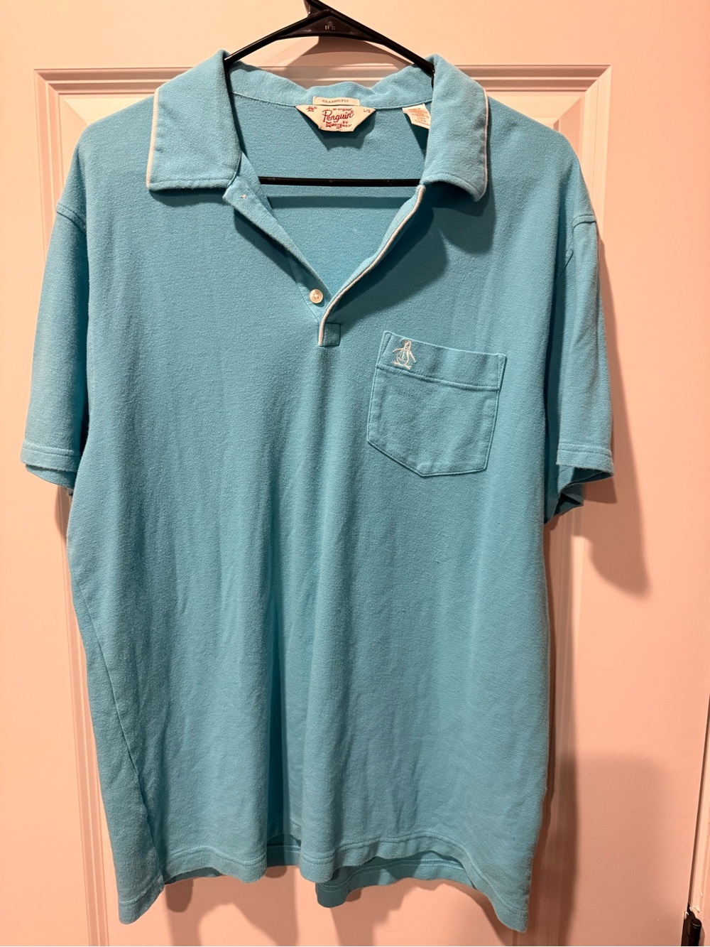 Original Penguin Aqua Blue Short Sleeve Polo with Chest Pocket